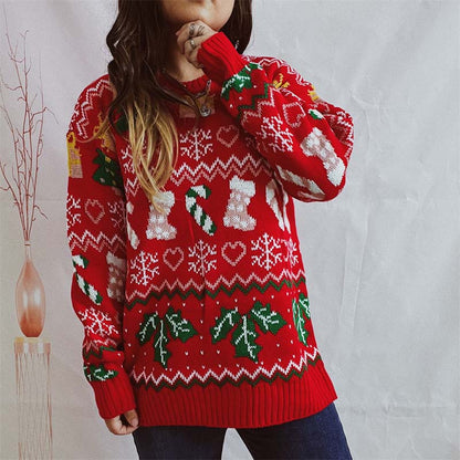 Christmas Knit Sweater with Snowflake Motif