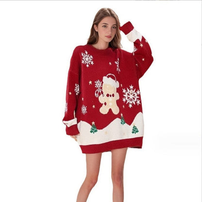 Women's Christmas Sweater with Festive Motif and Oversized Cut R&B