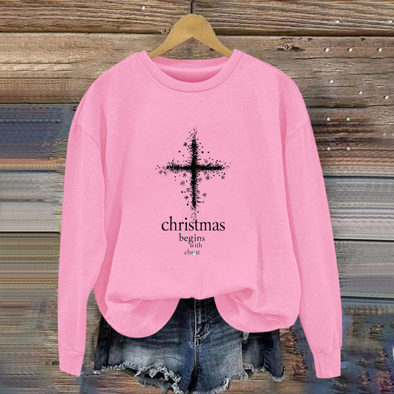 Women's Sweatshirt with Christmas Motif and Soft Lining