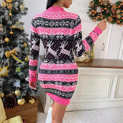 Women's Knit Dress with Festive Christmas Design