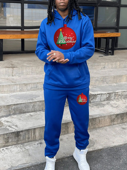 Women's Casual Hoodie and Sweatpants Set with Festive Christmas Motif
