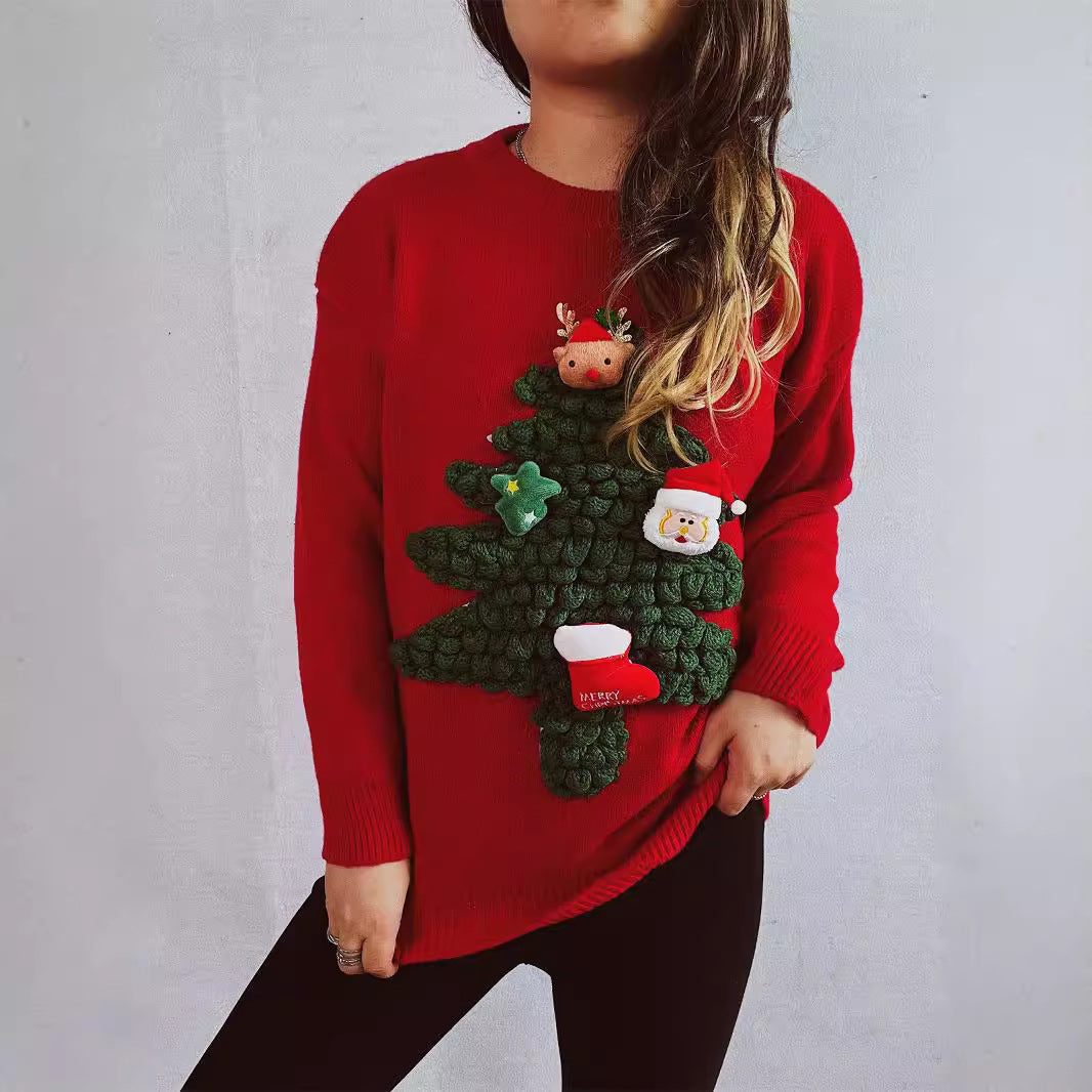 Women's Christmas Sweater with Festive 3D Motif and Soft Knit R&B