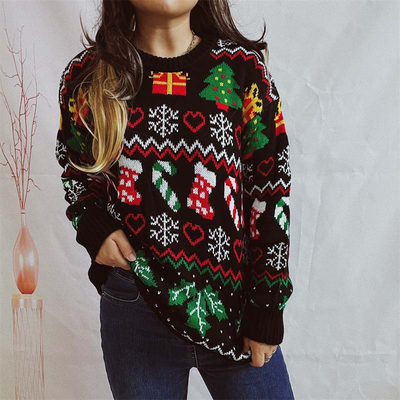 Christmas Knit Sweater with Snowflake Motif