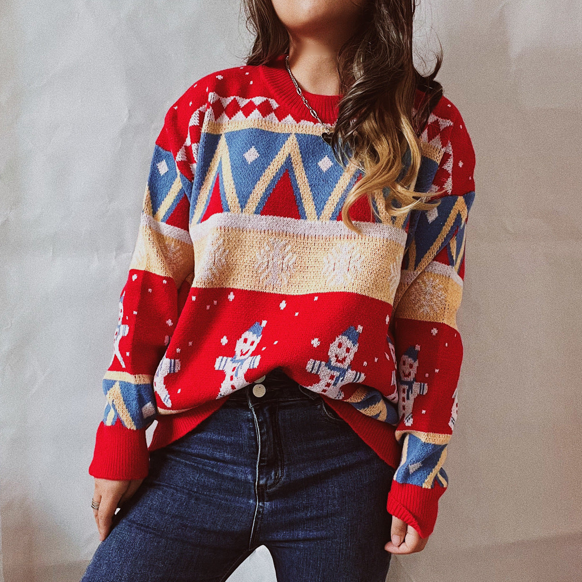 Women's Festive Winter Sweater with Vibrant Christmas Design