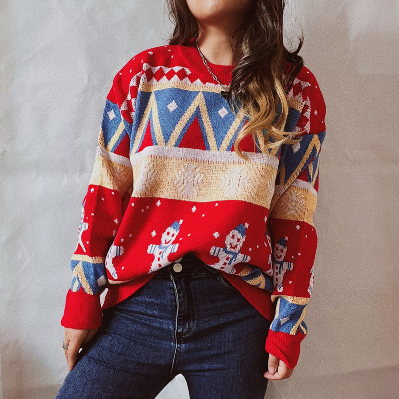 Women's Festive Winter Sweater with Vibrant Christmas Design