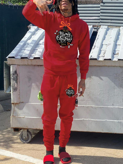 Women's Hoodie and Sweatpants Set with Festive Christmas Motif