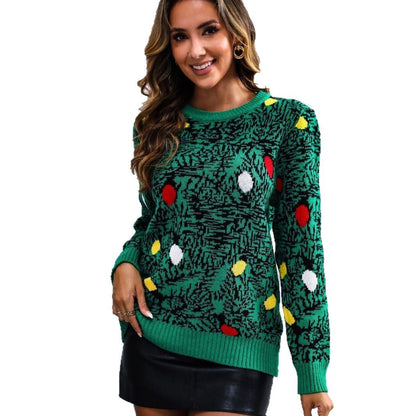 Women's Christmas Sweater with Playful Fir Tree Design and 3D Elements