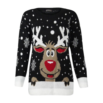 Women's Christmas Sweater with Cheerful Reindeer Design and Soft Material R&B