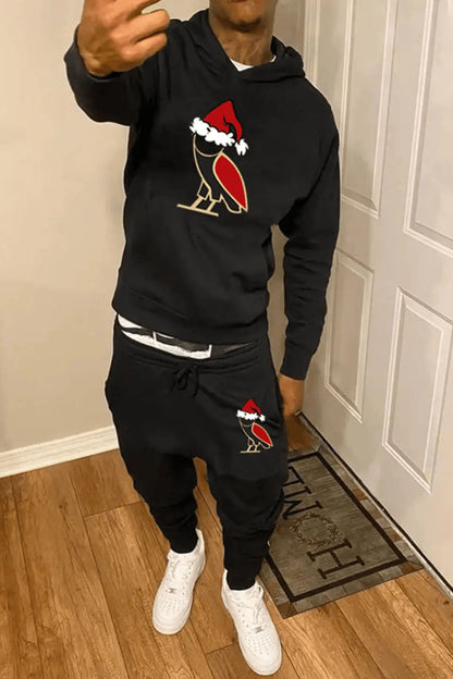 Women's Hoodie and Sweatpants Set with Festive Design