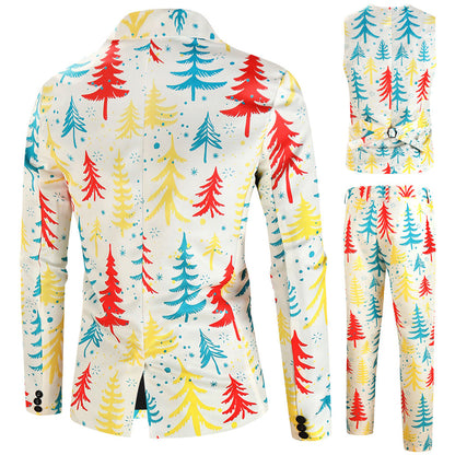 Women's Festive Suit Set with Luxurious Christmas Pattern