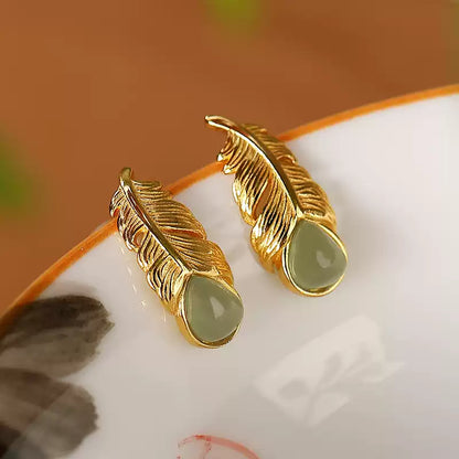 Ophelia Jade Leaf Drop Earrings