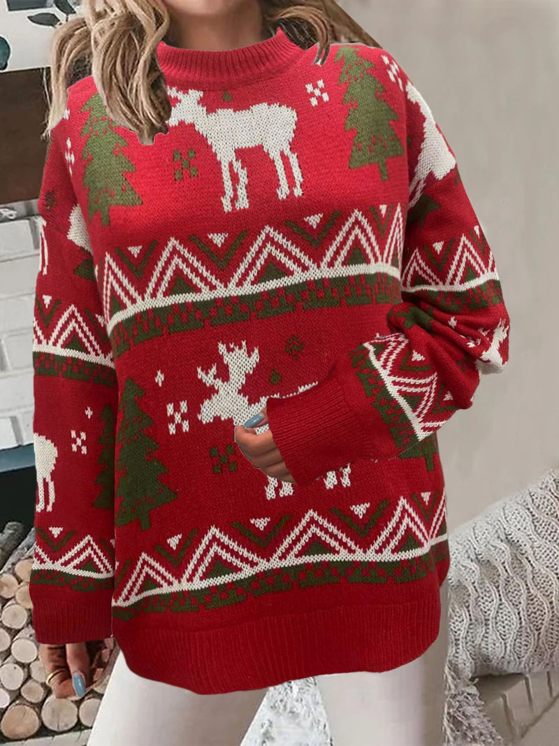 Women's Cozy Christmas Sweater with Festive Motif and High Fit R&B