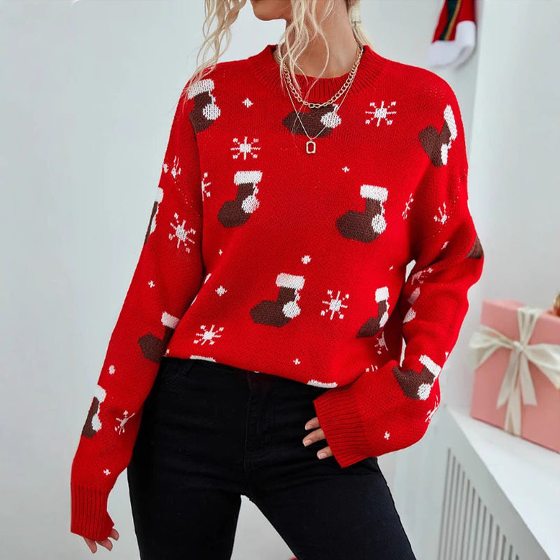 Women's Cozy Christmas Sweater with Festive Motif R&B
