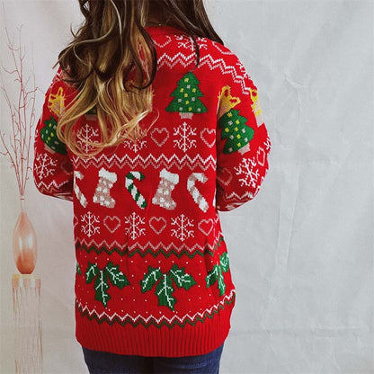 Christmas Knit Sweater with Snowflake Motif