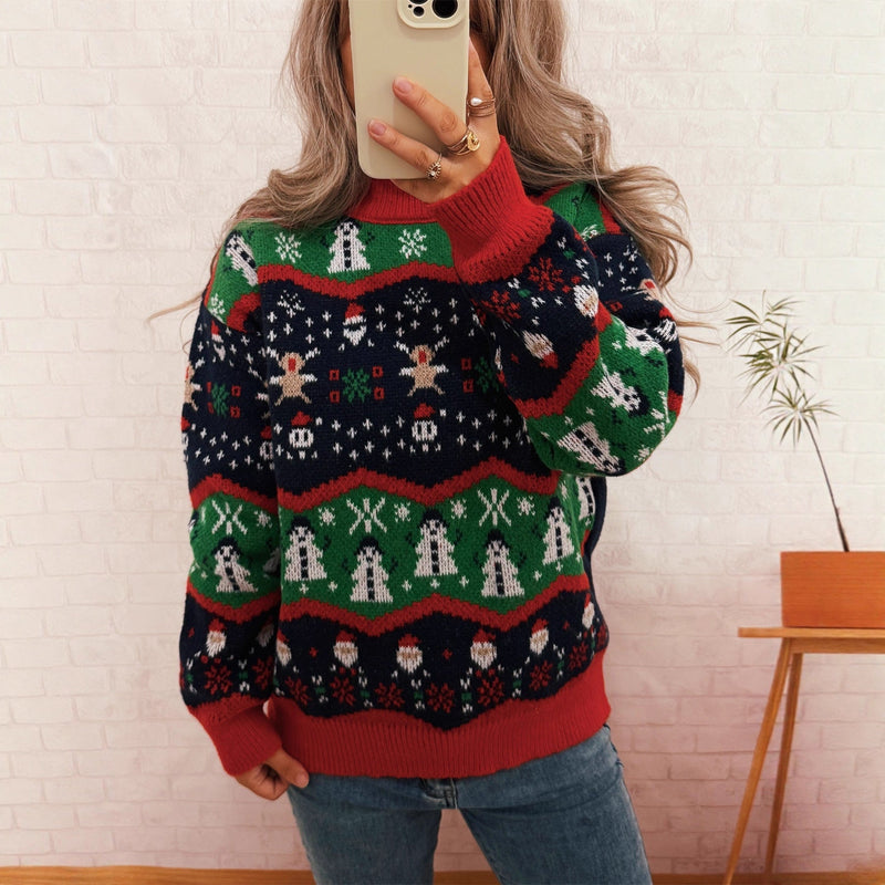 Women's Christmas Sweater with Cheerful Motif and Casual Cut R&B