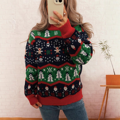 Women's Christmas Sweater with Cheerful Motif and Casual Cut