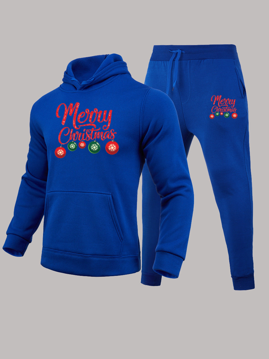 Women's Hoodie and Sweatpants Set with Festive Christmas Pattern