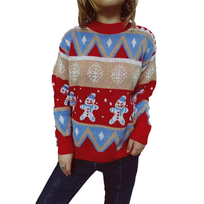 Women's Festive Knit Sweater with Cheerful Christmas Motif and Casual Cut