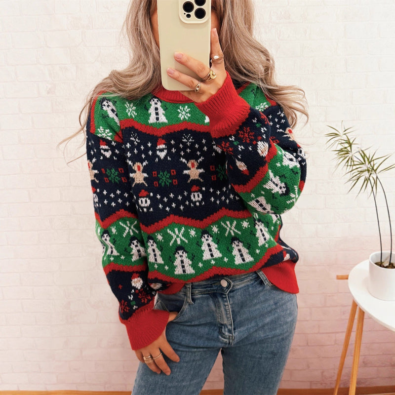Women's Christmas Sweater with Cheerful Motif and Casual Cut R&B
