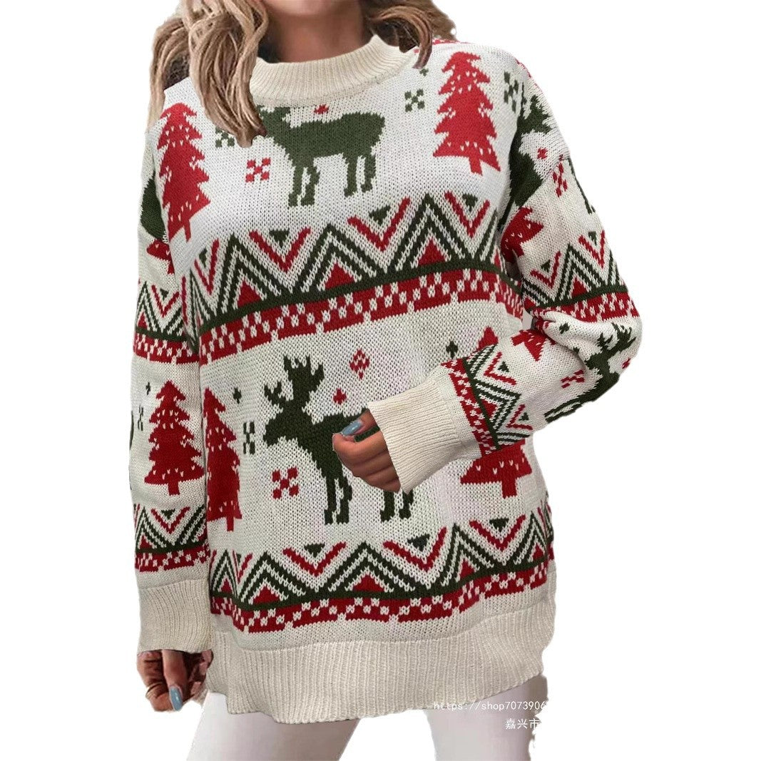 Women's Cozy Christmas Sweater with Festive Motif and High Fit