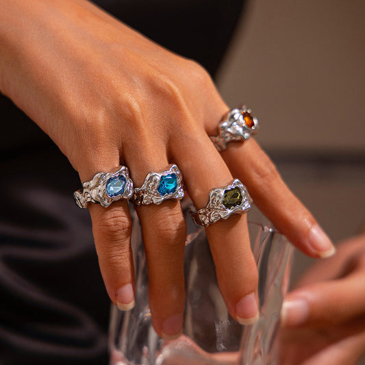 Elizaveta Geometric Pleated Ring Set