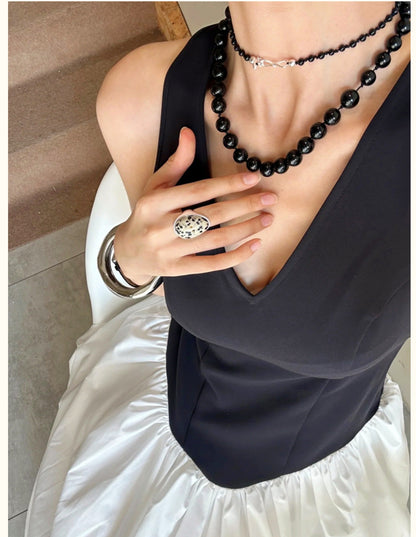 Luna Black Onyx Beaded Necklace