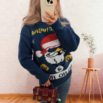 Women's Festive Knit Sweater with Christmas Motif R&B