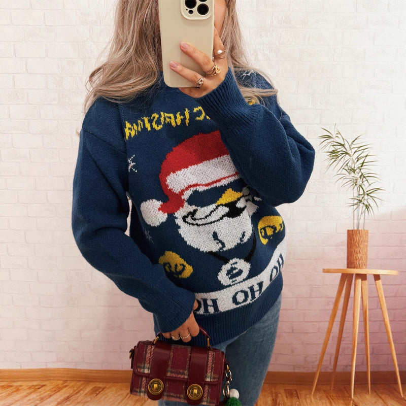 Women's Festive Knit Sweater with Christmas Motif R&B