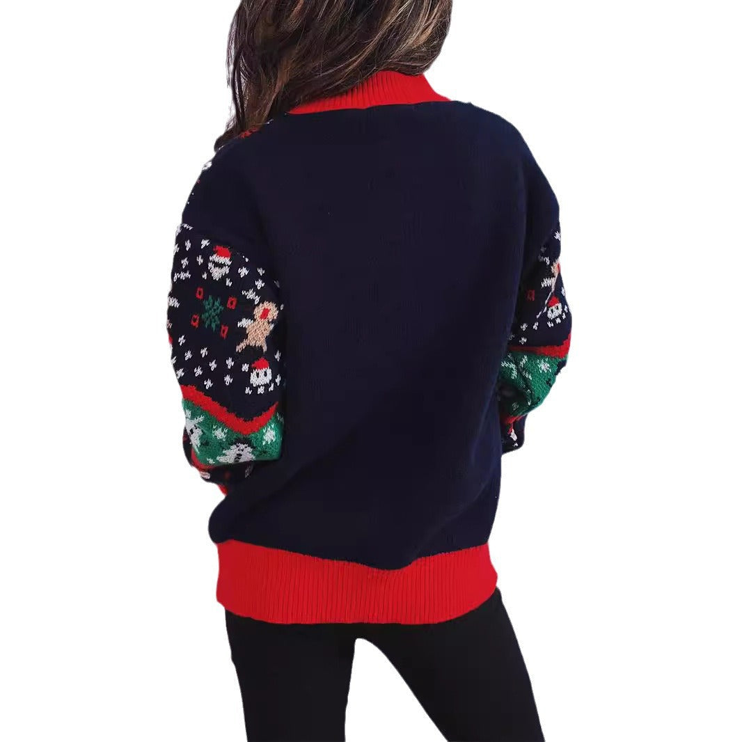 Women's Christmas Sweater with Festive Design and Textured Knit R&B
