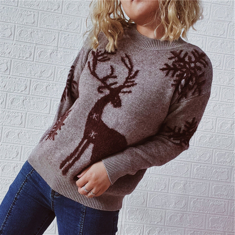 Women's Christmas Sweater with Festive Reindeer Design and High-Quality Knit R&B