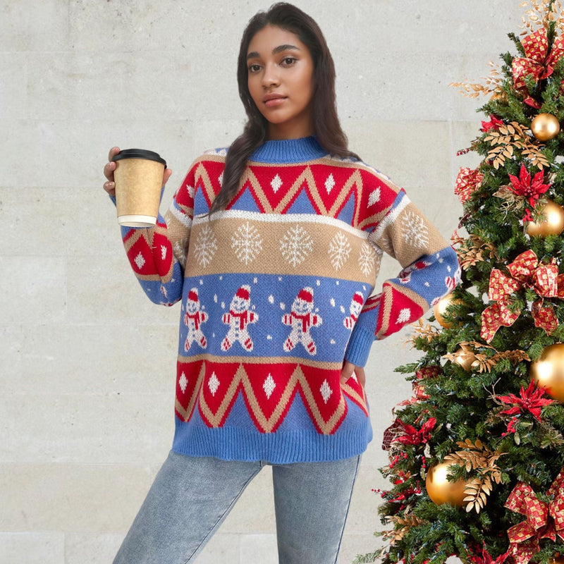 Women's Sweater with Festive Christmas Motif and Casual Cut