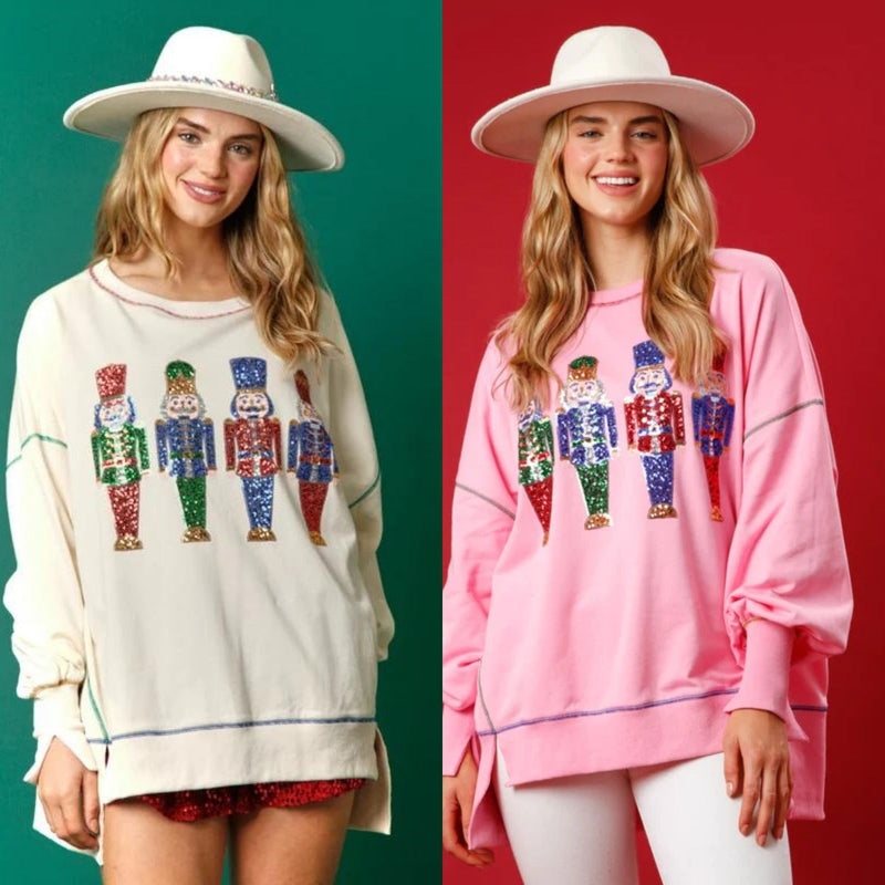 Women's Oversized Sweatshirt with Festive Motif