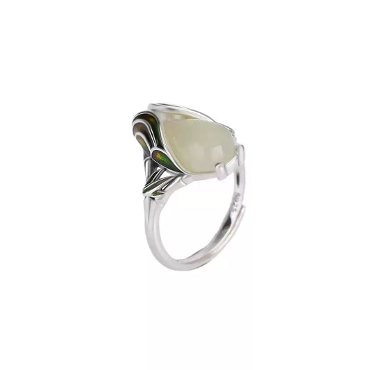 Hetian Jade Silver Ring