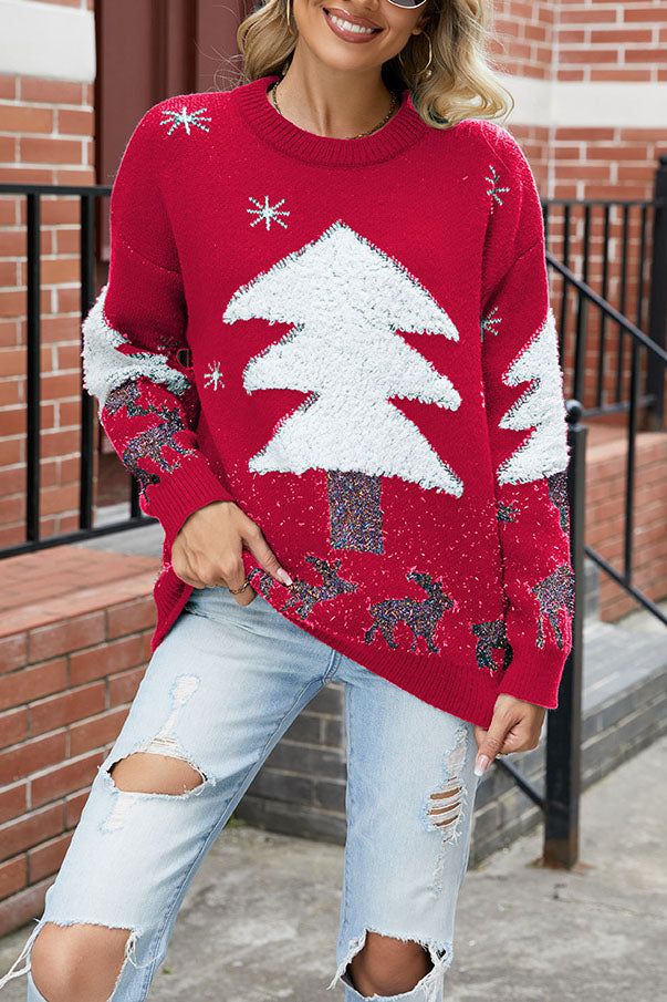 Plush Christmas Tree Sweater Knit Sweater