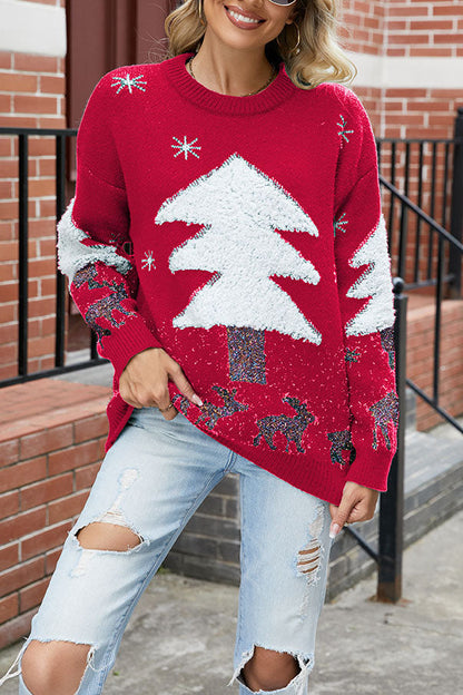 Plush Christmas Tree Sweater Knit Sweater