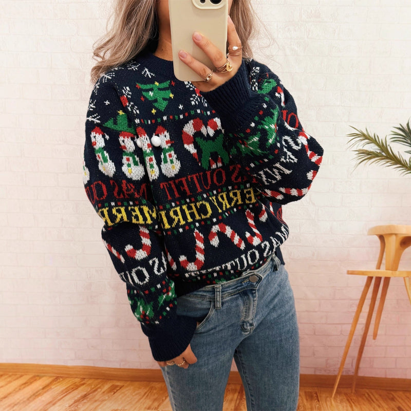 Women's Christmas Sweater with Nordic Design and Festive Motifs R&B