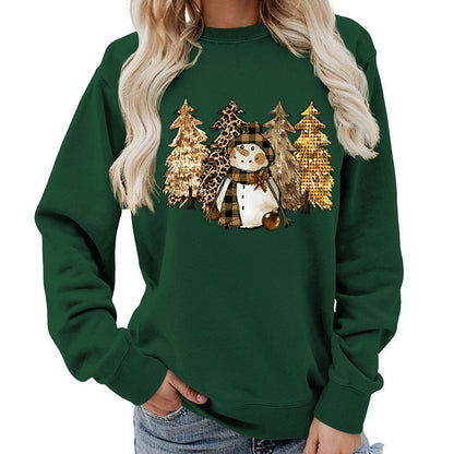Women's Sweatshirt with Creative Snowman Design and Soft Lining