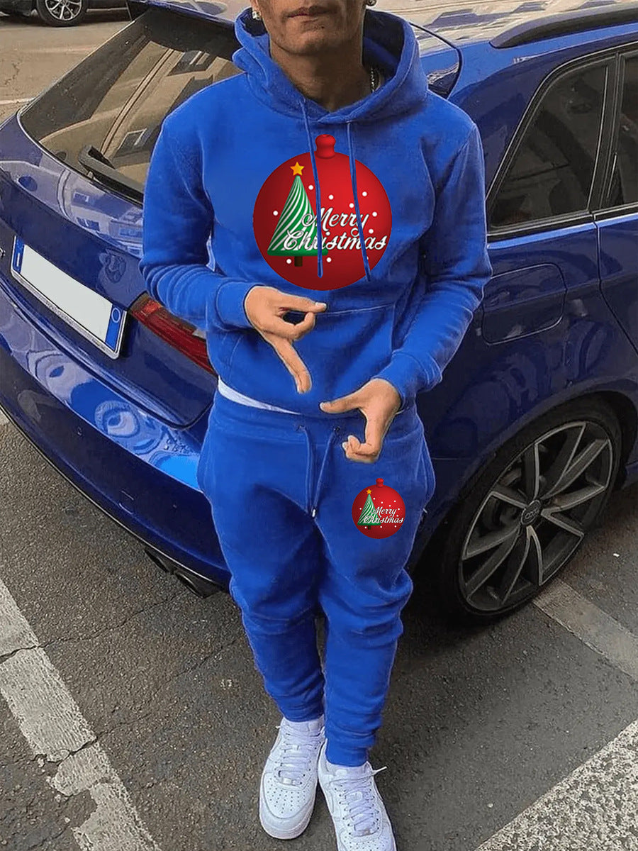 Women's Casual Hoodie and Sweatpants Set with Festive Christmas Motif