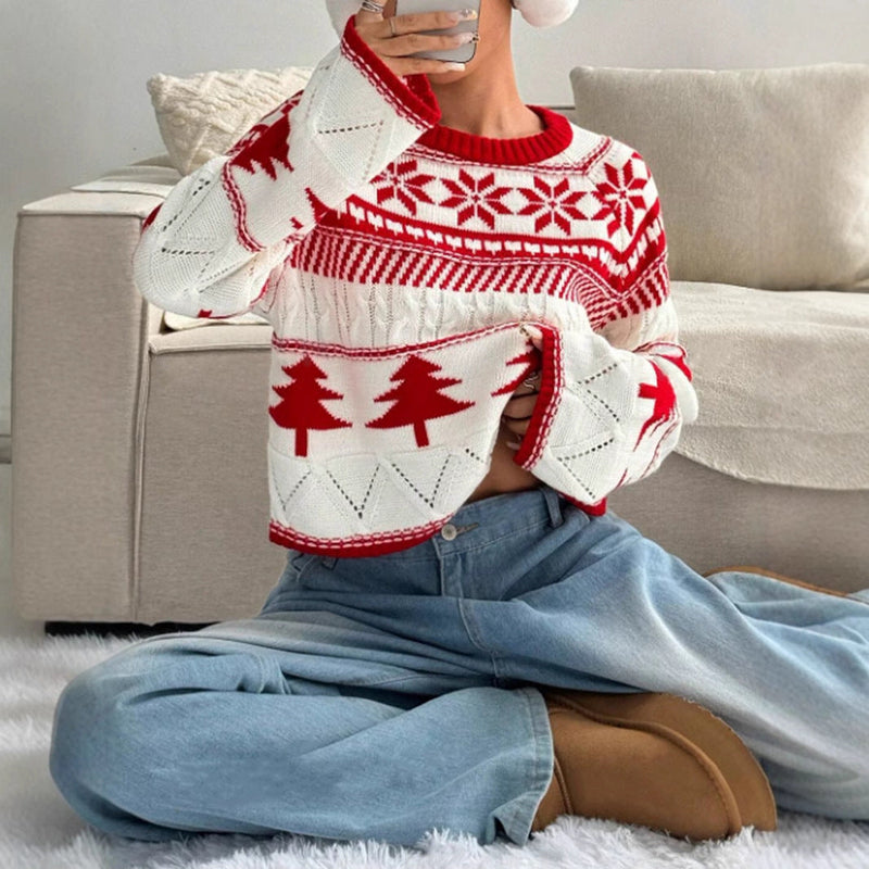 Women's Cozy Winter Sweater with Playful Christmas Design