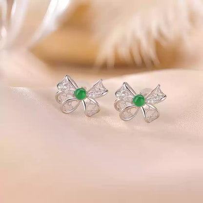 Josie Emerald Bow Stud Earrings
