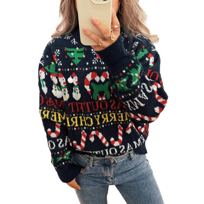 Women's Christmas Sweater with Nordic Design and Festive Motifs R&B