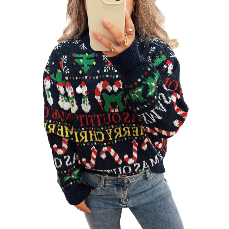 Women's Christmas Sweater with Nordic Design and Festive Motifs