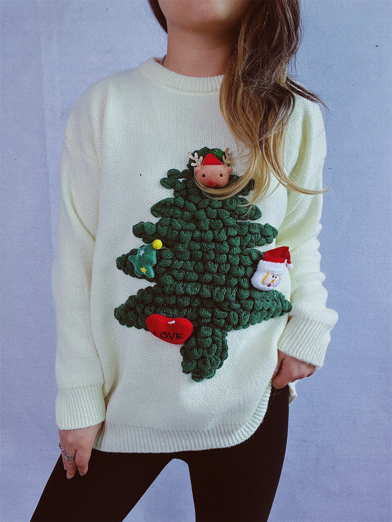 Women's Christmas Sweater with Festive 3D Motif and Soft Knit