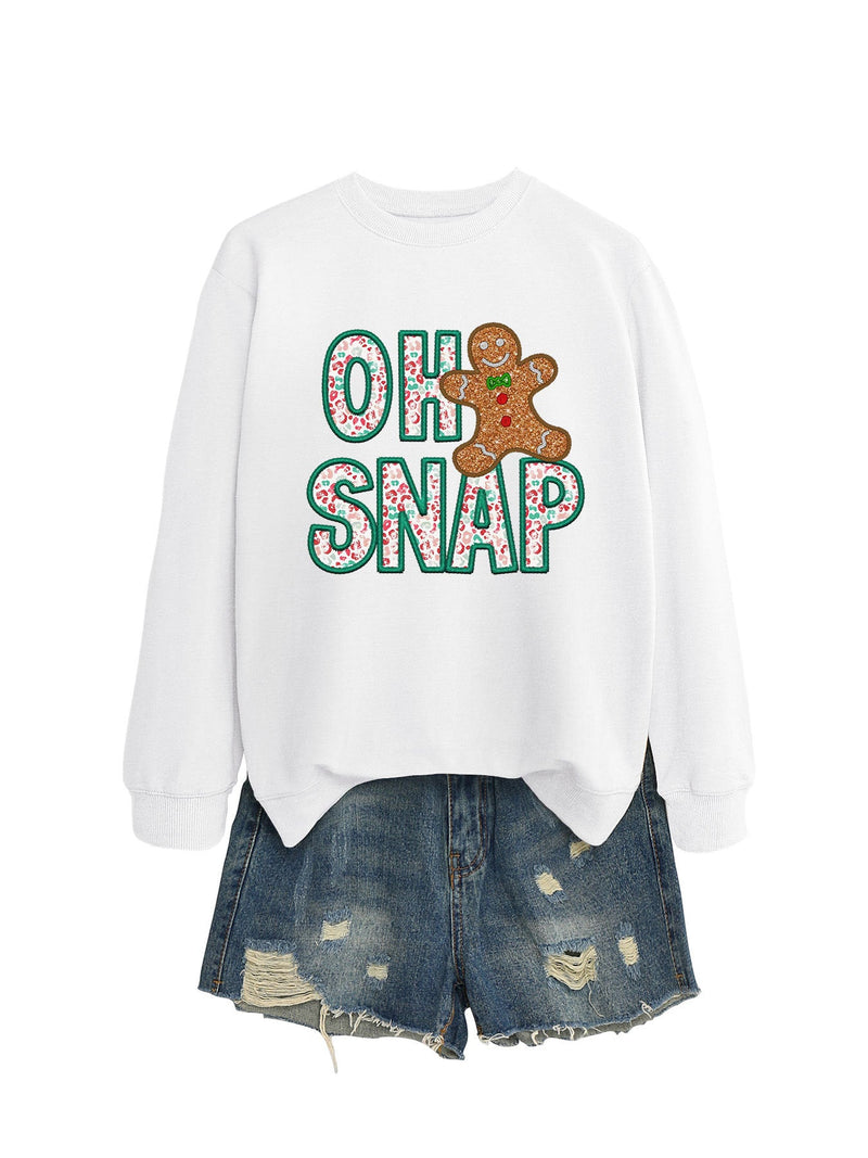 Women's Sweatshirt with Fun Gingerbread Man Motif and Sparkling Lettering