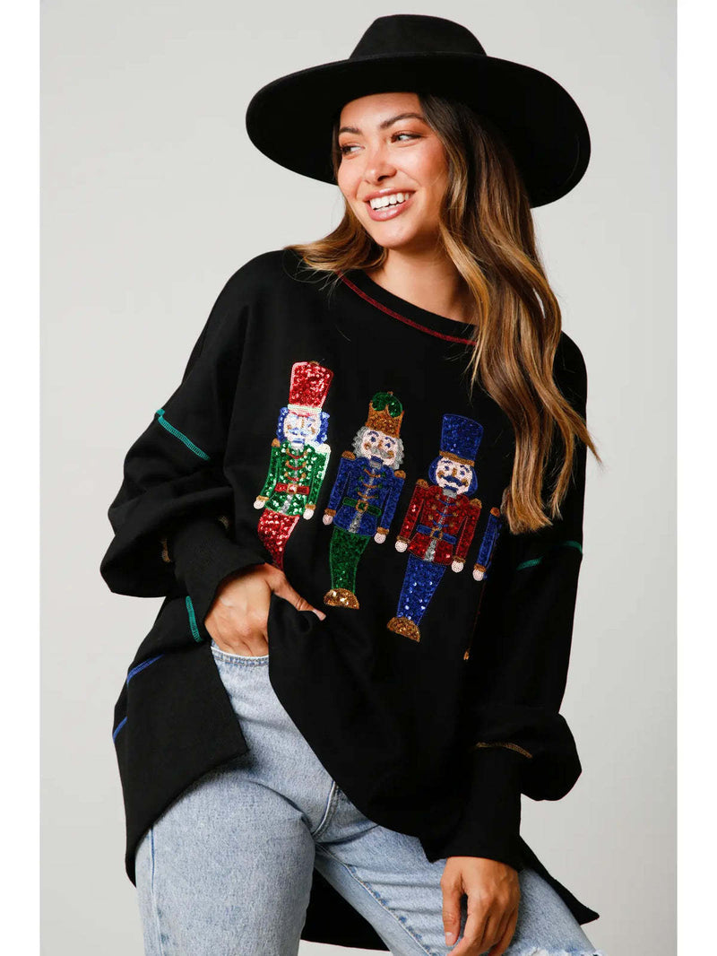 Women's Oversized Sweatshirt with Festive Motif