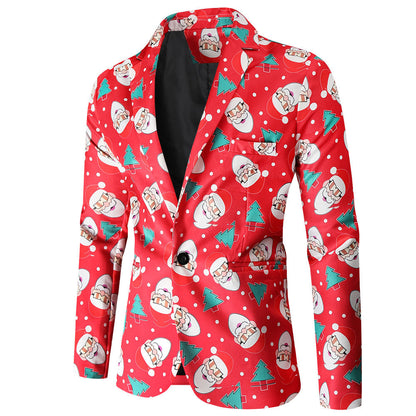 Men's Festive Blazer with Cheerful Christmas Design R&B