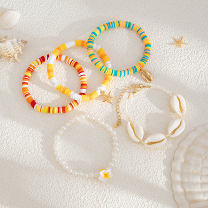 Colorful Shell & Bead Bracelet Set