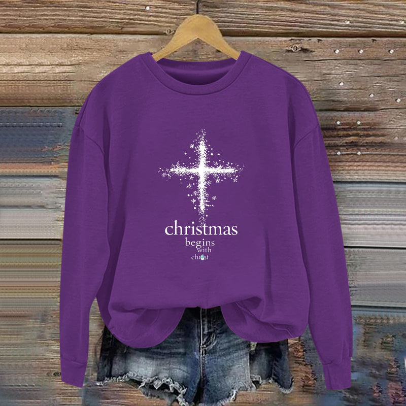 Women's Sweatshirt with Christmas Motif and Soft Lining