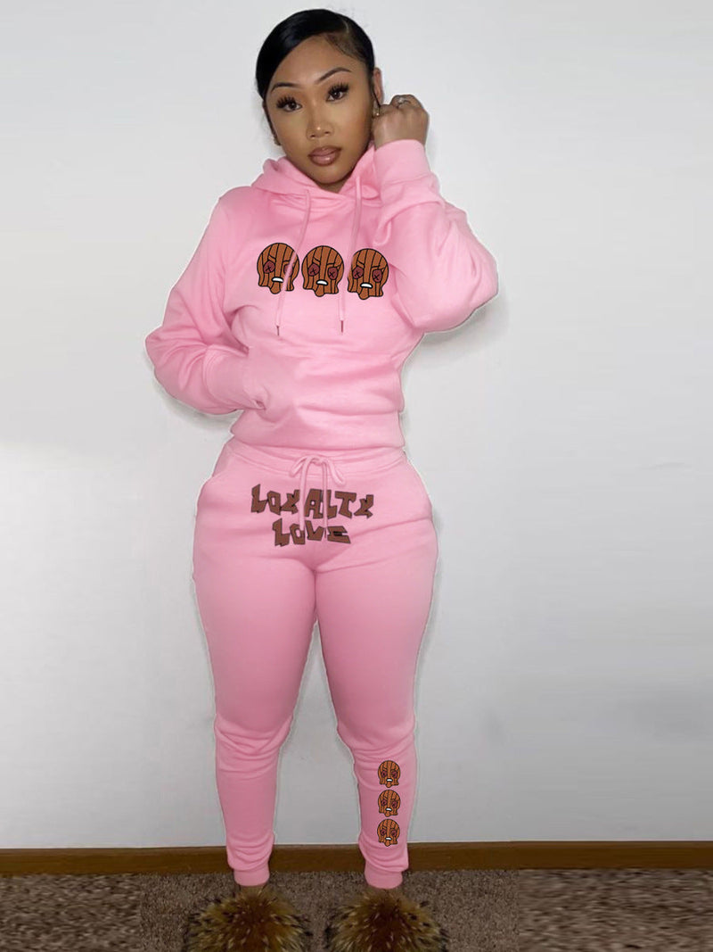 Women's Hoodie and Sweatpants Set with Creative Christmas Motif and Comfortable Cut