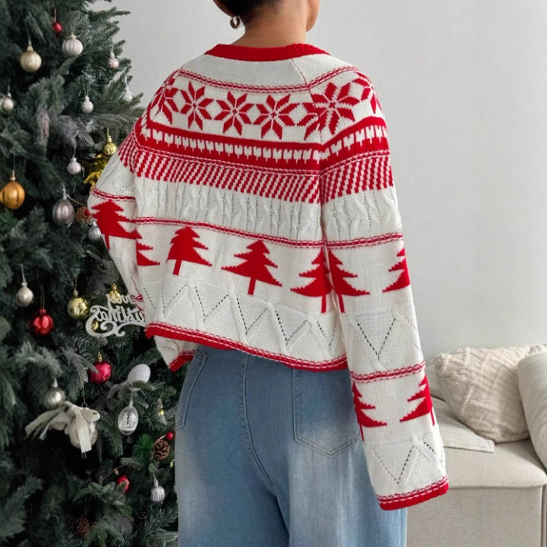 Women's Cozy Winter Sweater with Playful Christmas Design